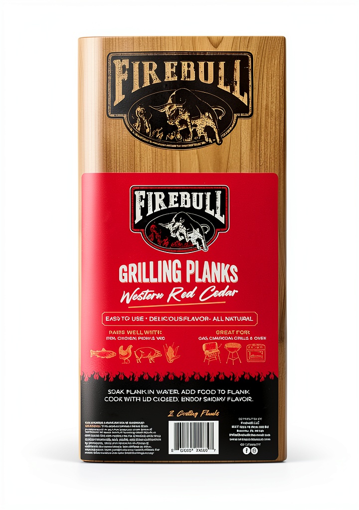 Firebull cedar grilling planks on a grill with food