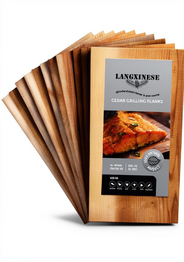 Langxinese Cedar Grilling Planks Natural Wood Cooking Set-0