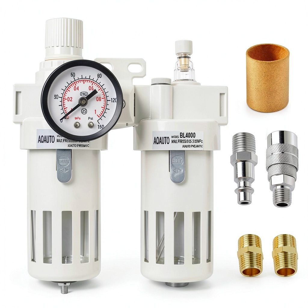 AOAUTO Air Filter Regulator Lubricator unit with transparent cover and fittings