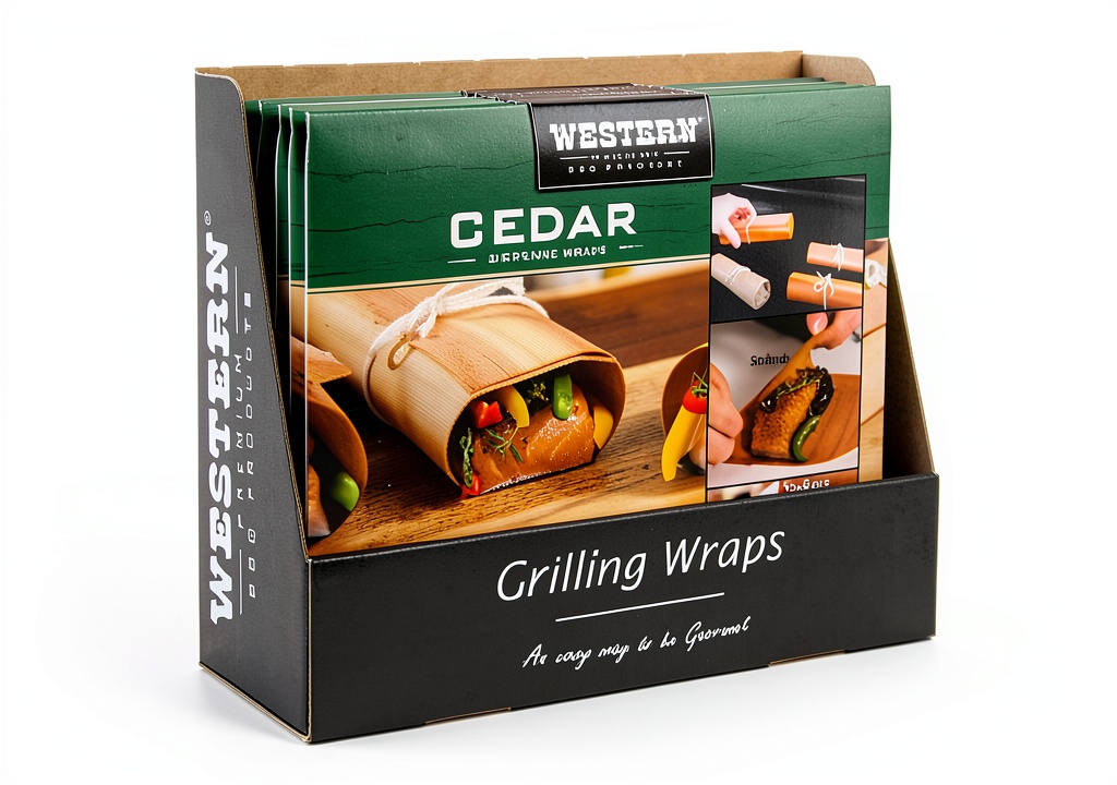 Unboxing Western Cedar Grilling Planks wood wraps on a kitchen counter