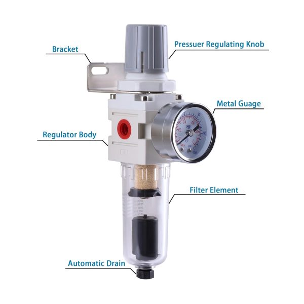 GCESSOIRY Air Filter Regulator Automatic Drain Brass-2
